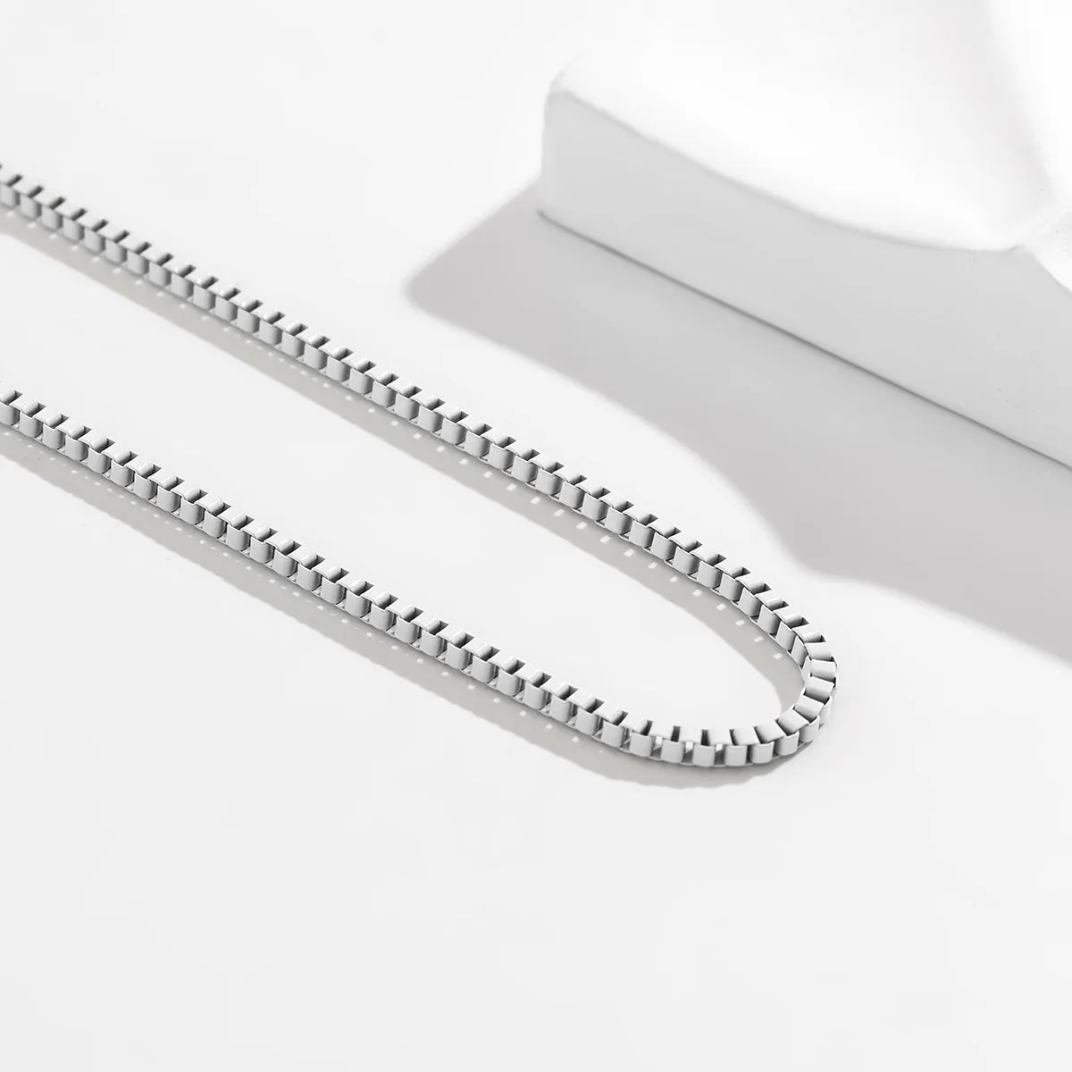 White Enamel & Silver-Plated Box Chain Necklace