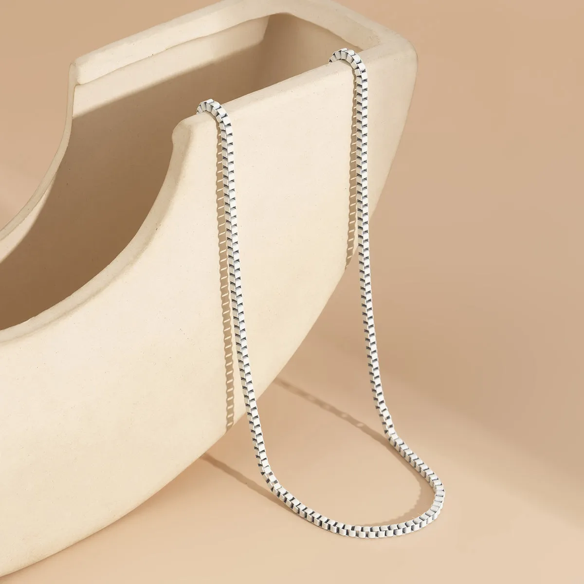White Enamel & Silver-Plated Box Chain Necklace