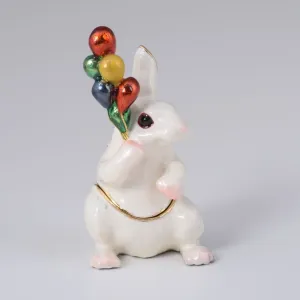 White Rabbit with Colorful Baloons