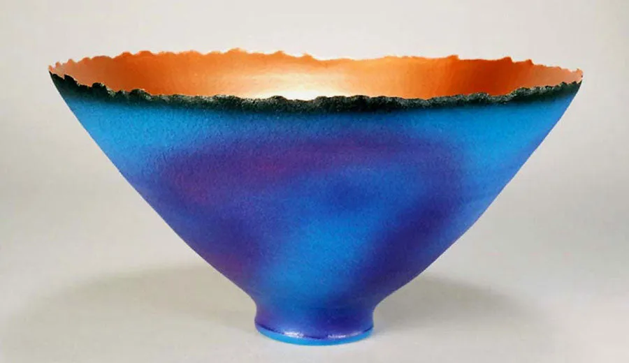 Wide Purple-Blue Mottled Prosperity Bowl