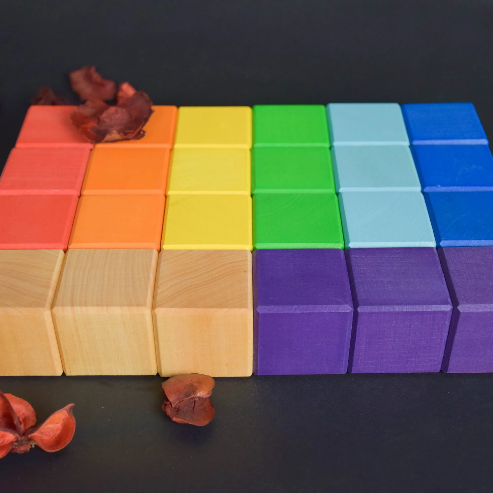 Wood Baby Toy Square Blocks Rainbow