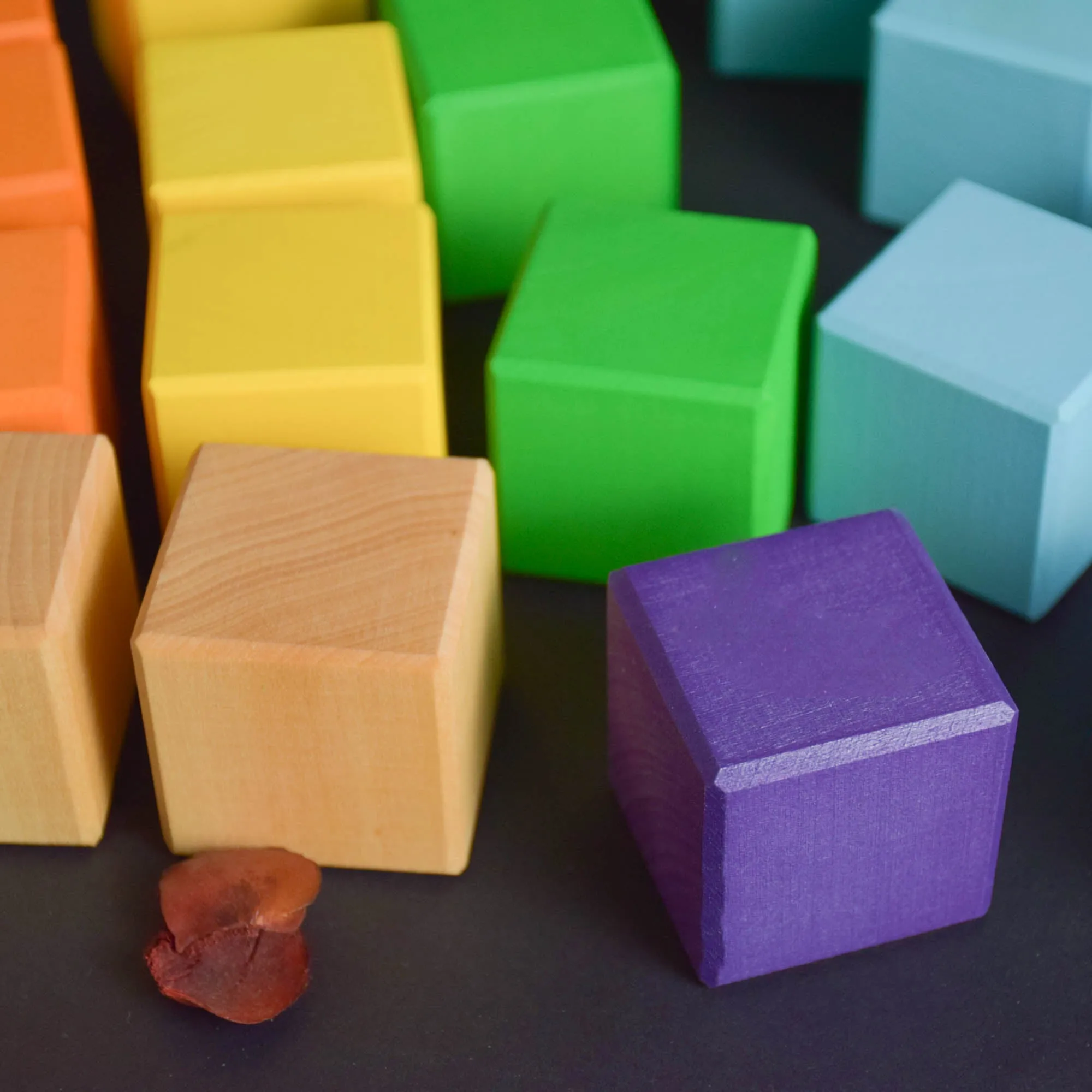 Wood Baby Toy Square Blocks Rainbow