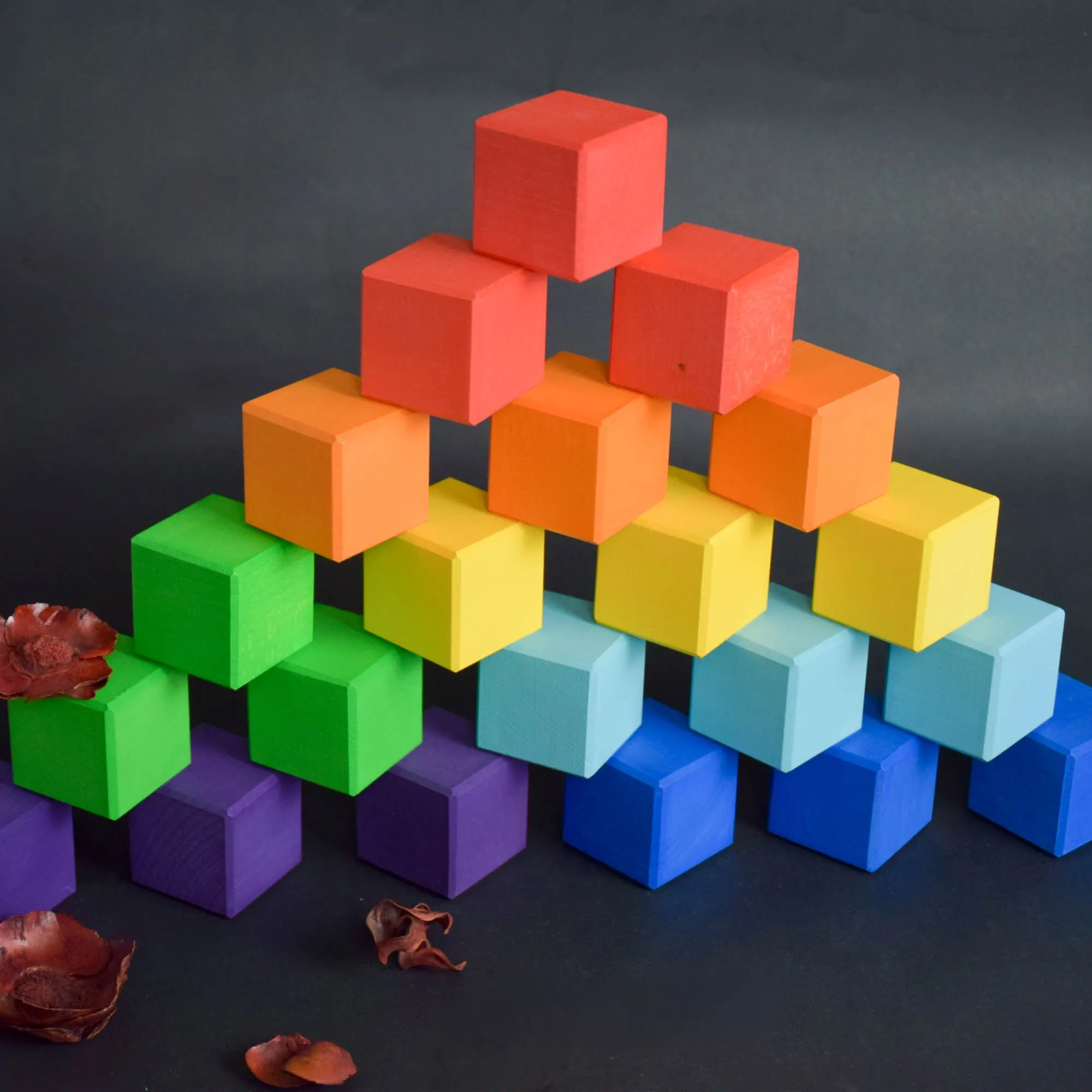 Wood Baby Toy Square Blocks Rainbow