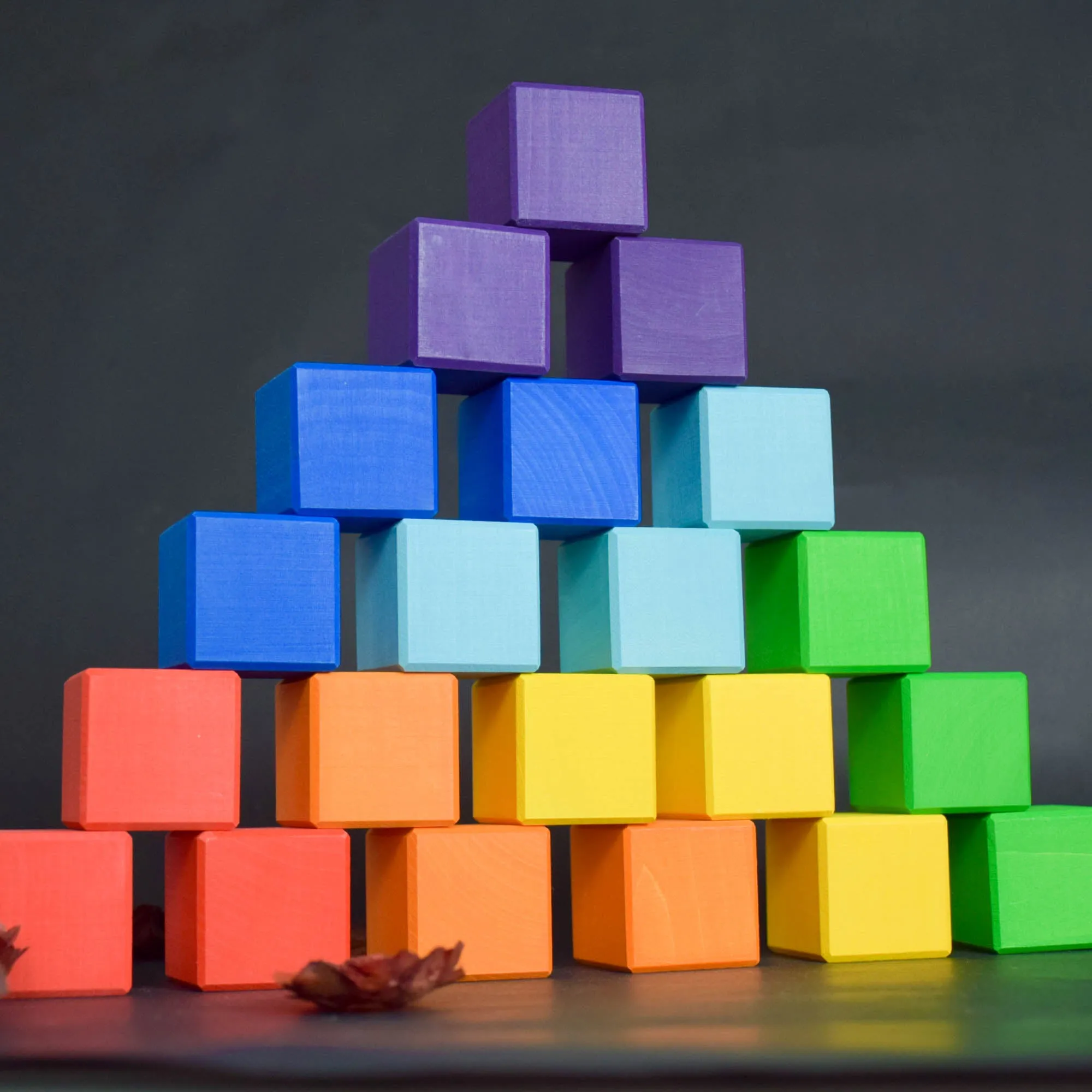Wood Baby Toy Square Blocks Rainbow