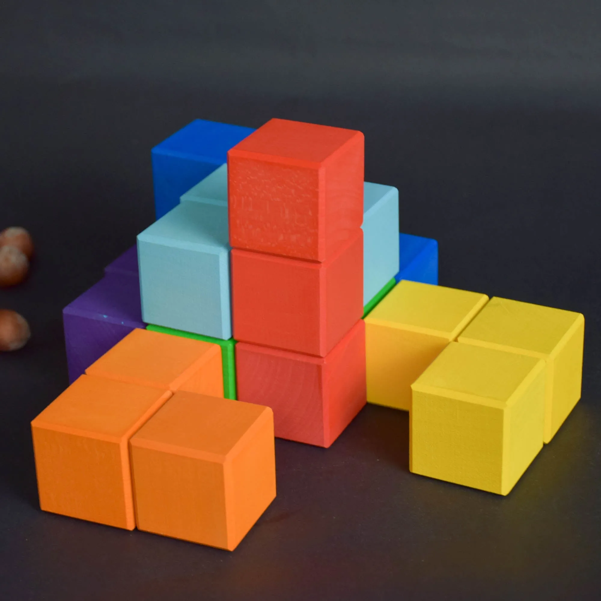 Wood Baby Toy Square Blocks Rainbow