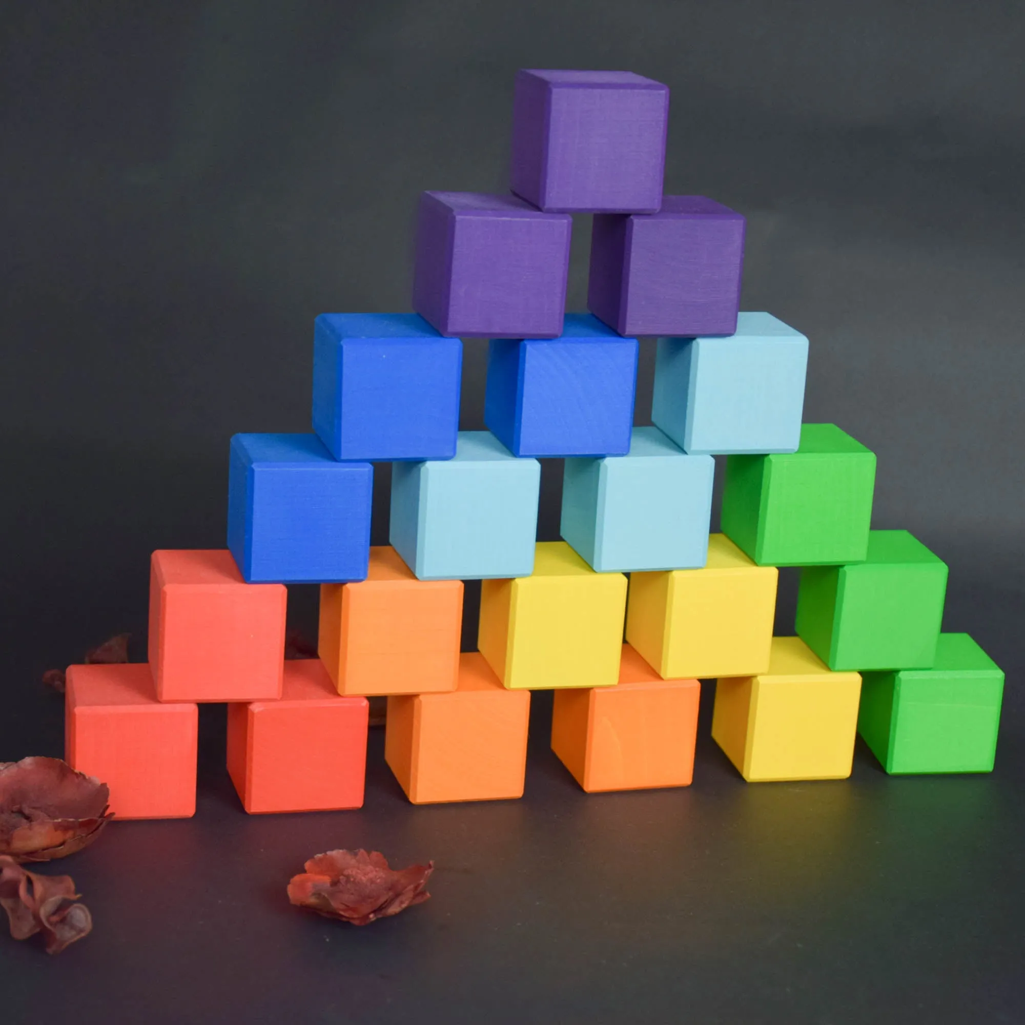 Wood Baby Toy Square Blocks Rainbow