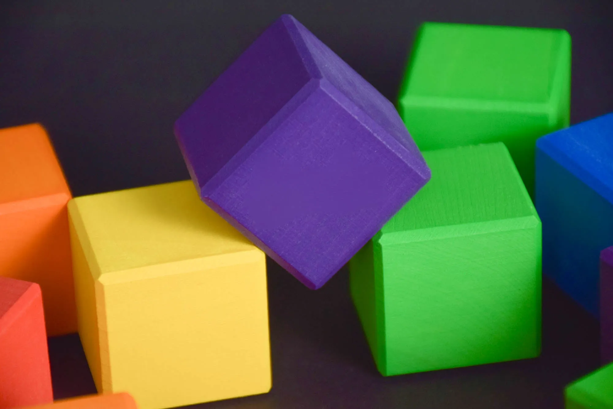 Wood Baby Toy Square Blocks Rainbow