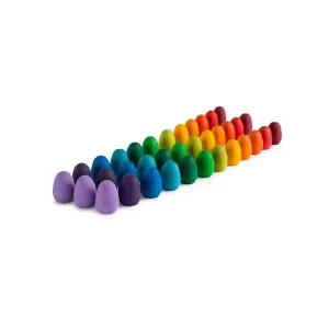 Wood Mandala Rainbow Eggs 36pcs