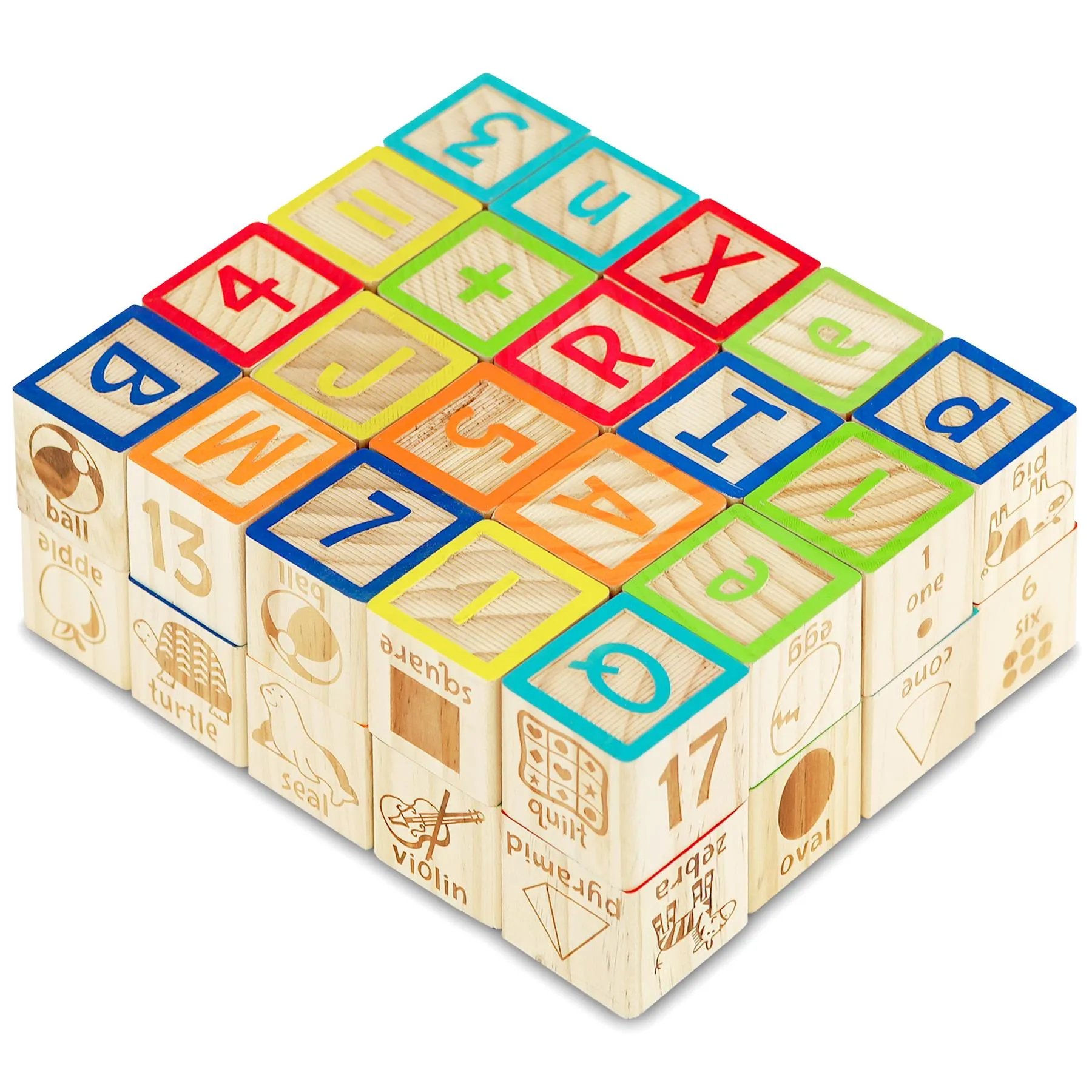 Wooden ABC 123 Block Set Kids Educational Toys