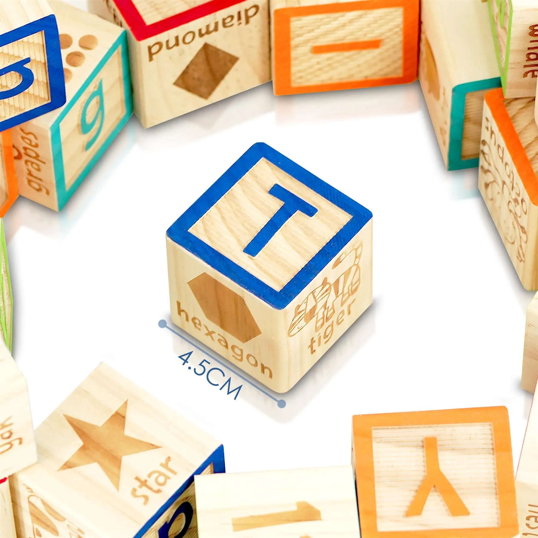 Wooden ABC 123 Block Set Kids Educational Toys