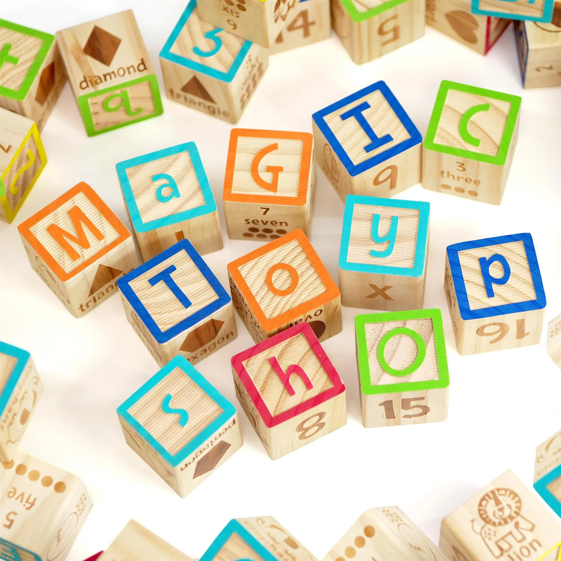 Wooden ABC 123 Block Set Kids Educational Toys