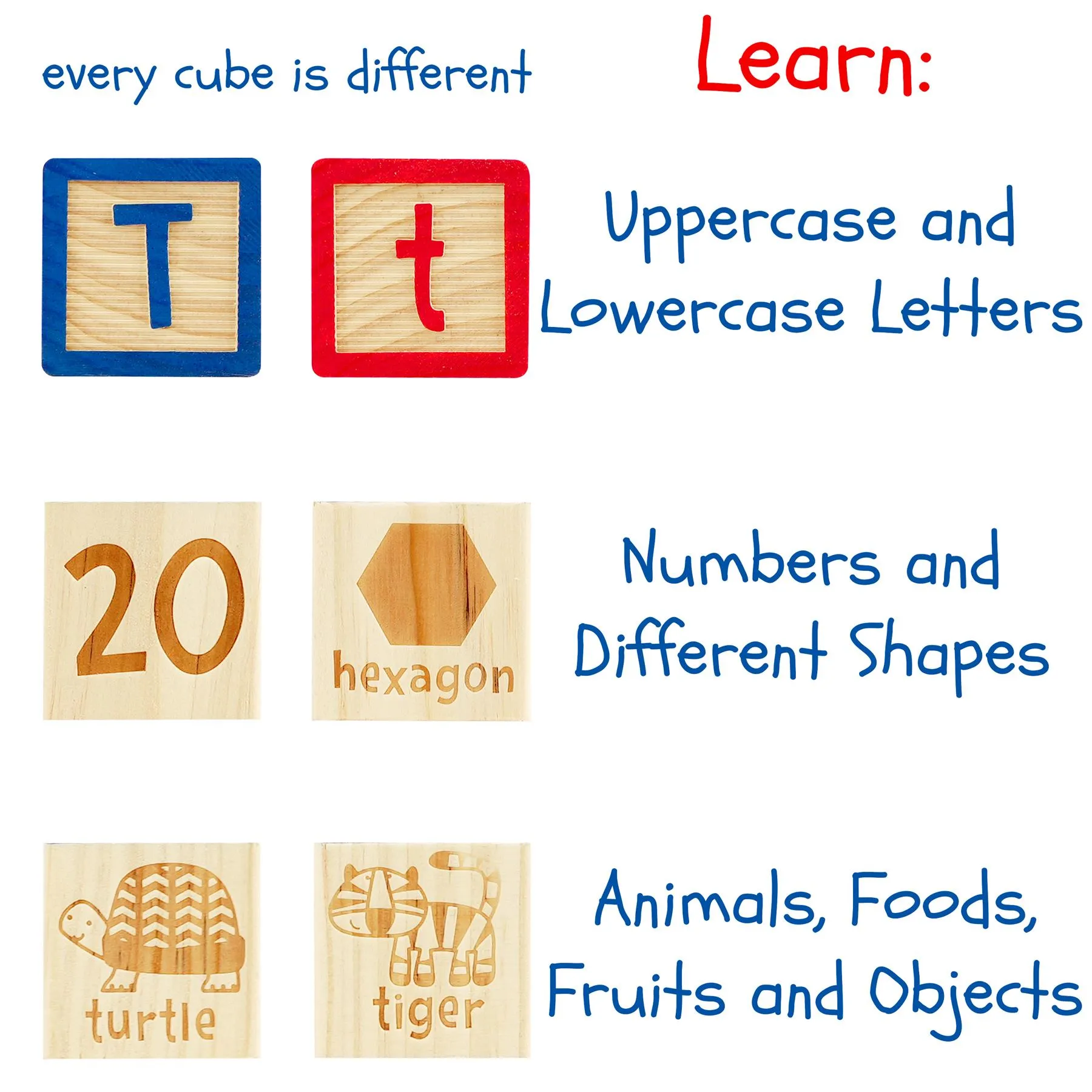 Wooden ABC 123 Block Set Kids Educational Toys