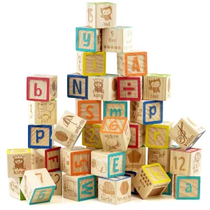 Wooden ABC 123 Block Set Kids Educational Toys