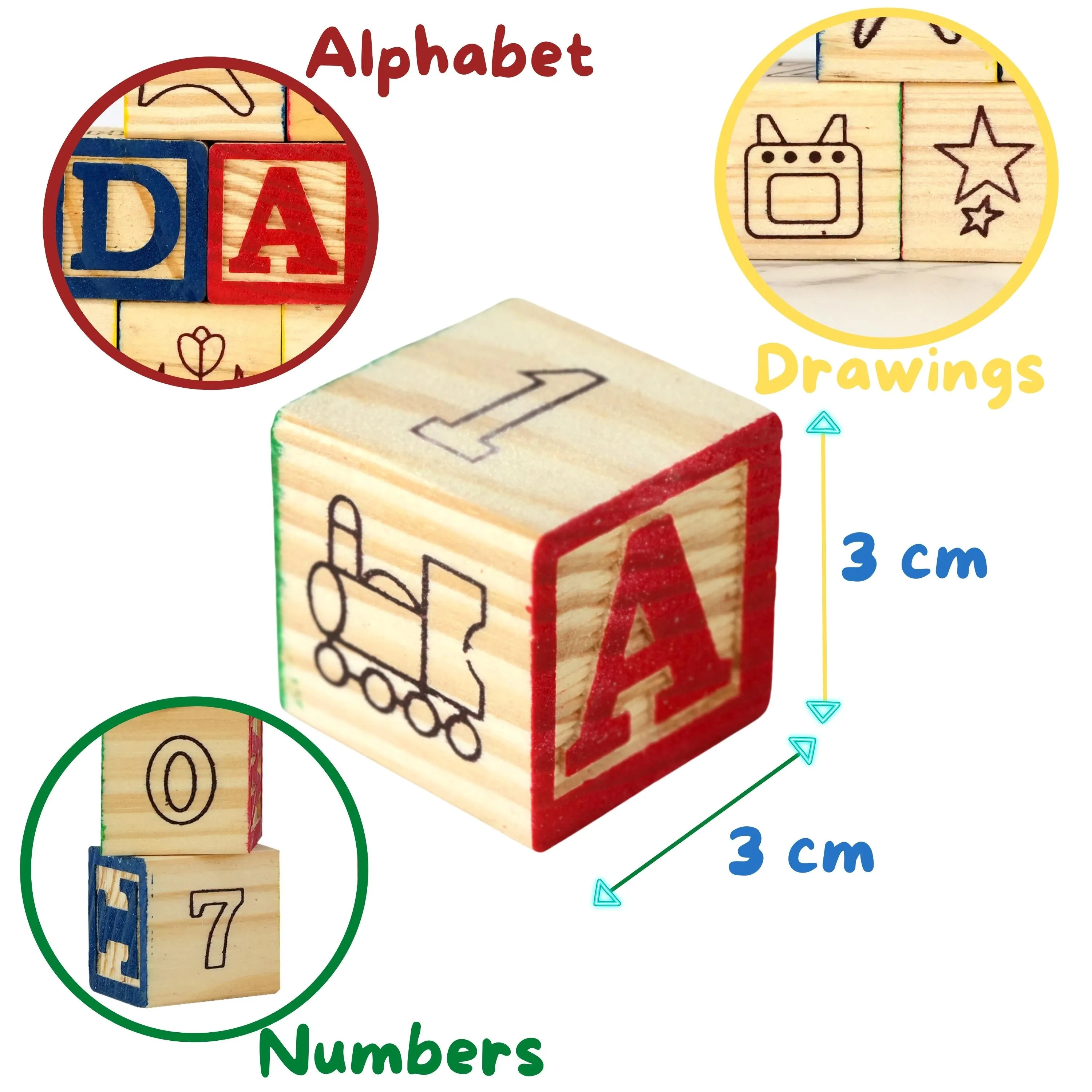 Wooden Block Set ABC 123 Number Block Set
