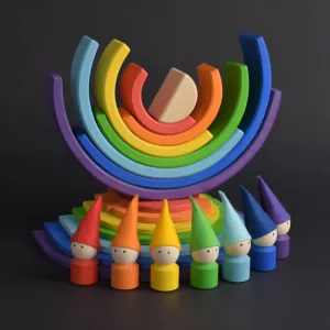 Wooden Rainbow Semicircles Building Boards