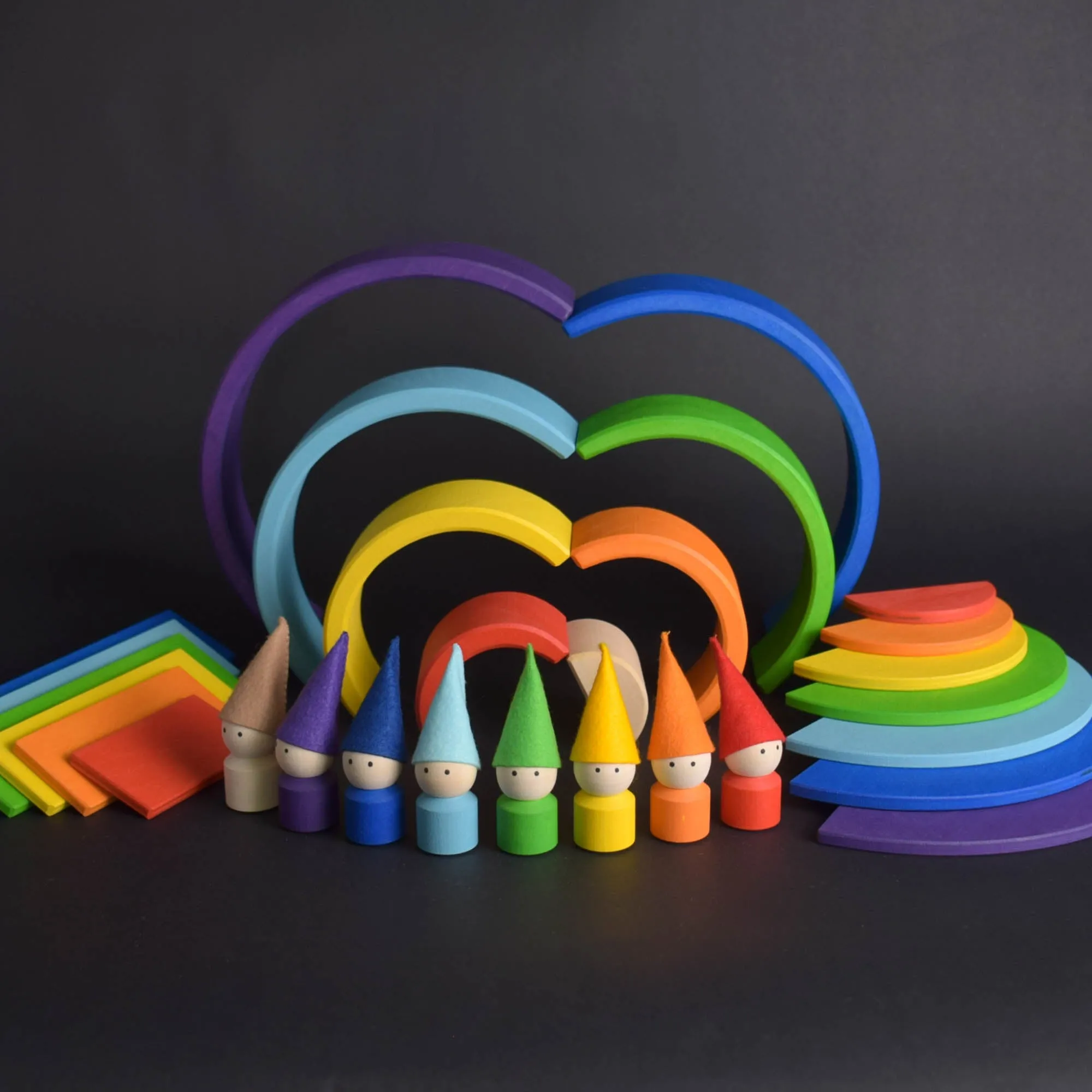 Wooden Rainbow Semicircles Building Boards