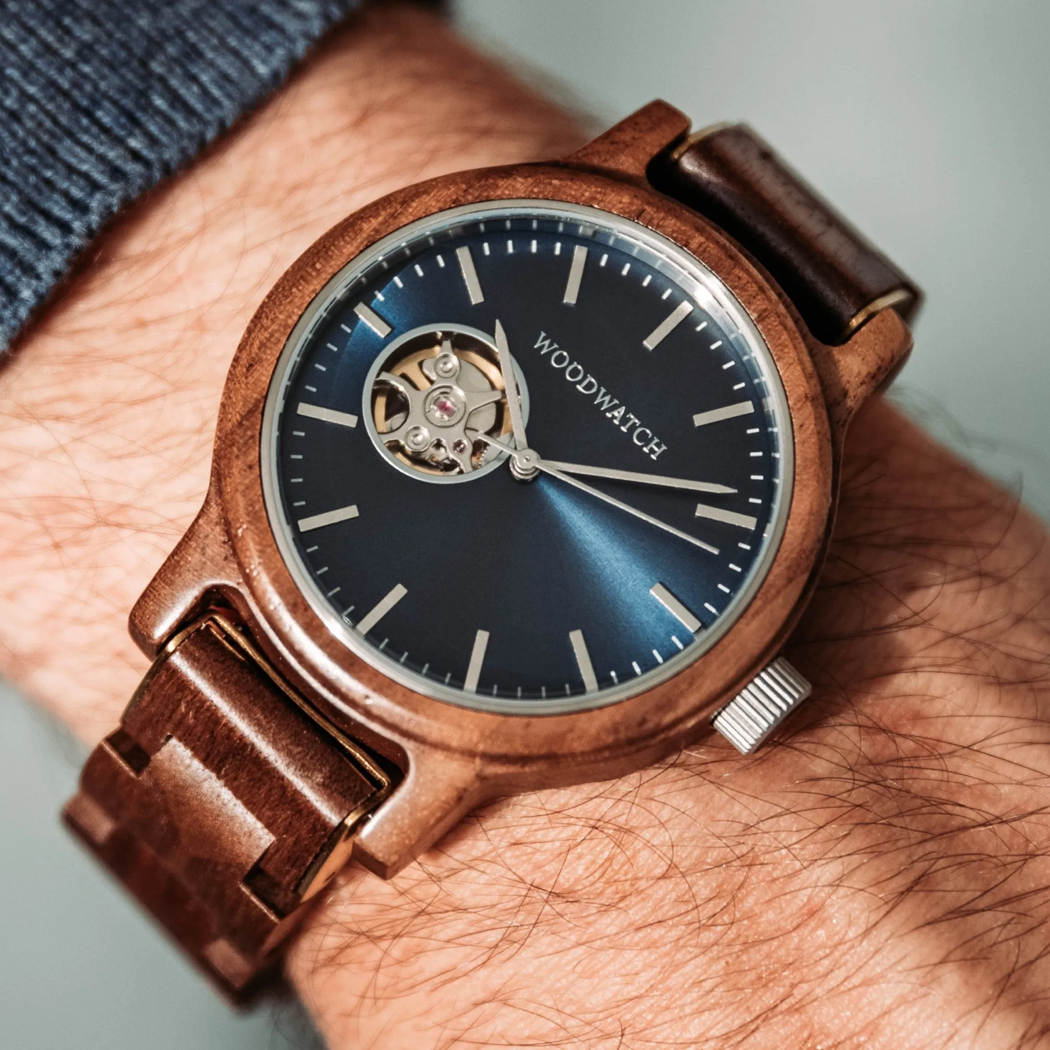 WOODWATCH MEN'S CLASSIC OPEN-HEART MARINER AUTOMATIC WATCH