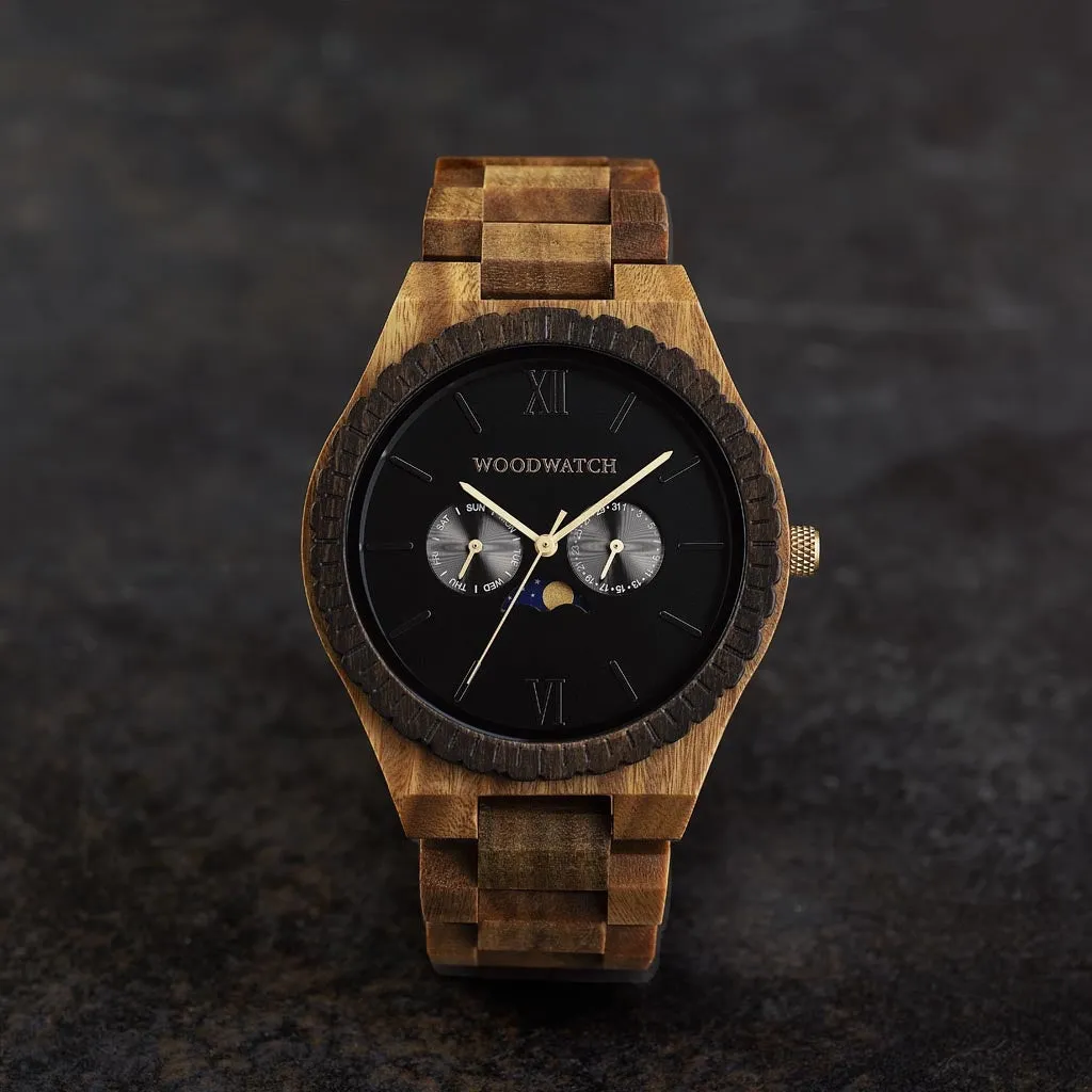WOODWATCH MEN'S GRAND DARK LION QUARTZ WATCH