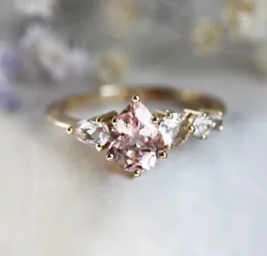Zendaya Peach Morganite Sapphires Cluster Ring